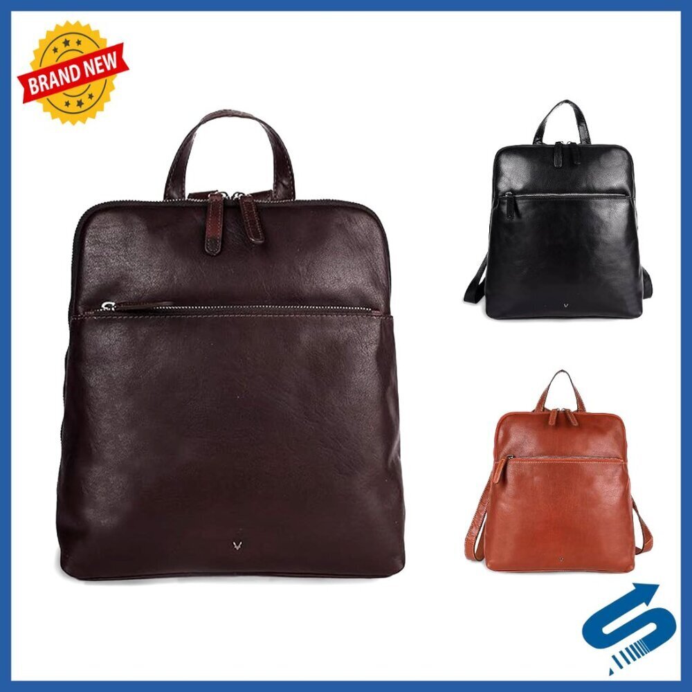 Genuine Leather Backpack Women's Adjustable Strap Durable Stylish Vintage